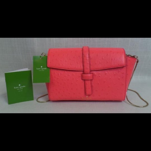 ((SOLD))!! ***** NEW Kate Spade Emmie Purse Ostrich Riverside pink $385 - Picture 2 of 8